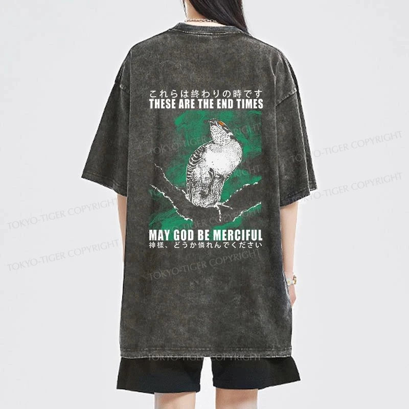 Tokyo-Tiger These Are The End Bird Front Back Washed T-Shirt