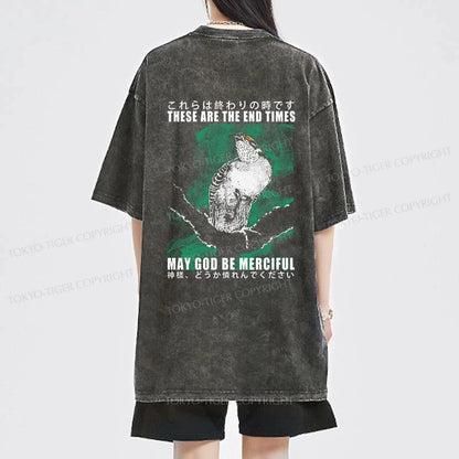 Tokyo-Tiger These Are The End Bird Front Back Washed T-Shirt