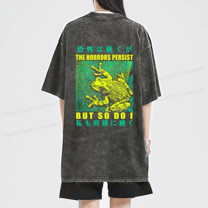 Tokyo-Tiger The Horrors Persist Forg Front Back Washed T-Shirt