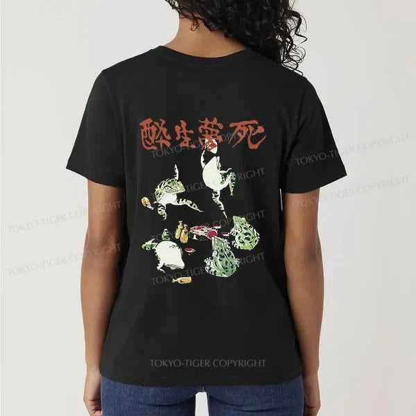 Tokyo-Tiger Japanese Frog Osake Kanji Front Back Classic T-Shirt