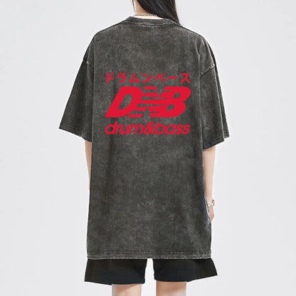 Tokyo-Tiger Drum And Bass Japan Front Back Washed T-Shirt