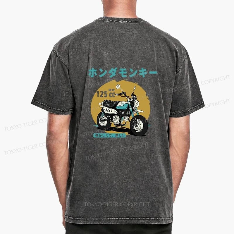 Tokyo-Tiger Honda Motorcycle Japanese Front Back Washed T-Shirt