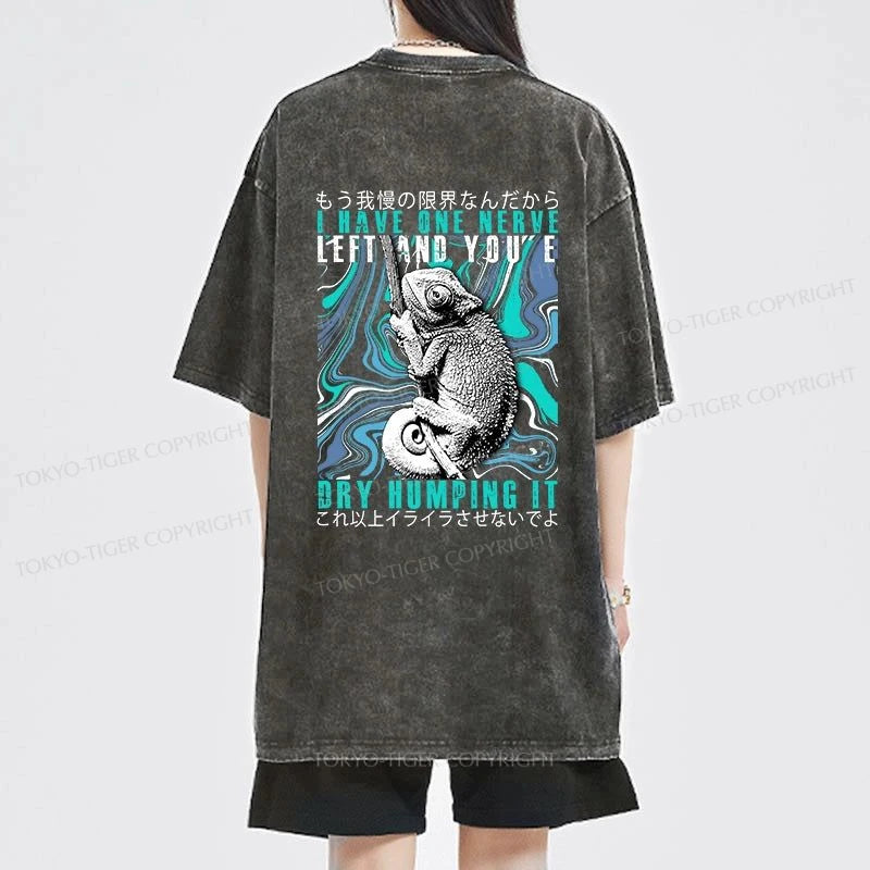 Tokyo-Tiger I Have One Nerve Chameleon Front Back Washed T-Shirt