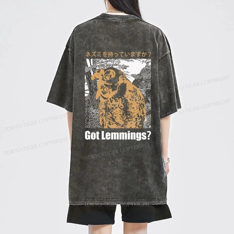 Tokyo-Tiger Do You Have Lemmings Japanese Front Back Washed T-Shirt