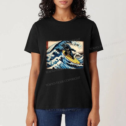 Tokyo-Tiger Dinosaur Surfing Japanese Classic T-Shirt