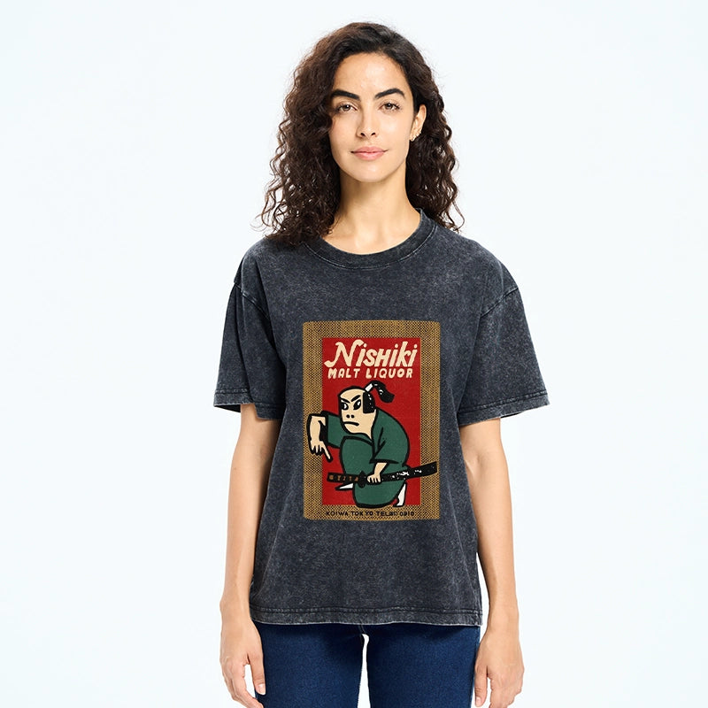 Tokyo-Tiger Samurai Holding Sword Washed T-Shirt