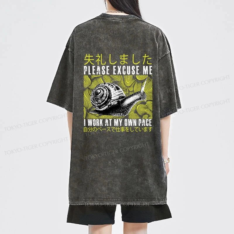 Tokyo-Tiger Snails That Work According To Their Own Rules Front Back Washed T-Shirt