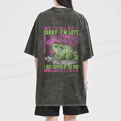 Tokyo-Tiger A Frog In Distress Japanese Front Back Washed T-Shirt