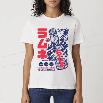 Tokyo-Tiger Ramune Print Japanese Classic T-Shirt