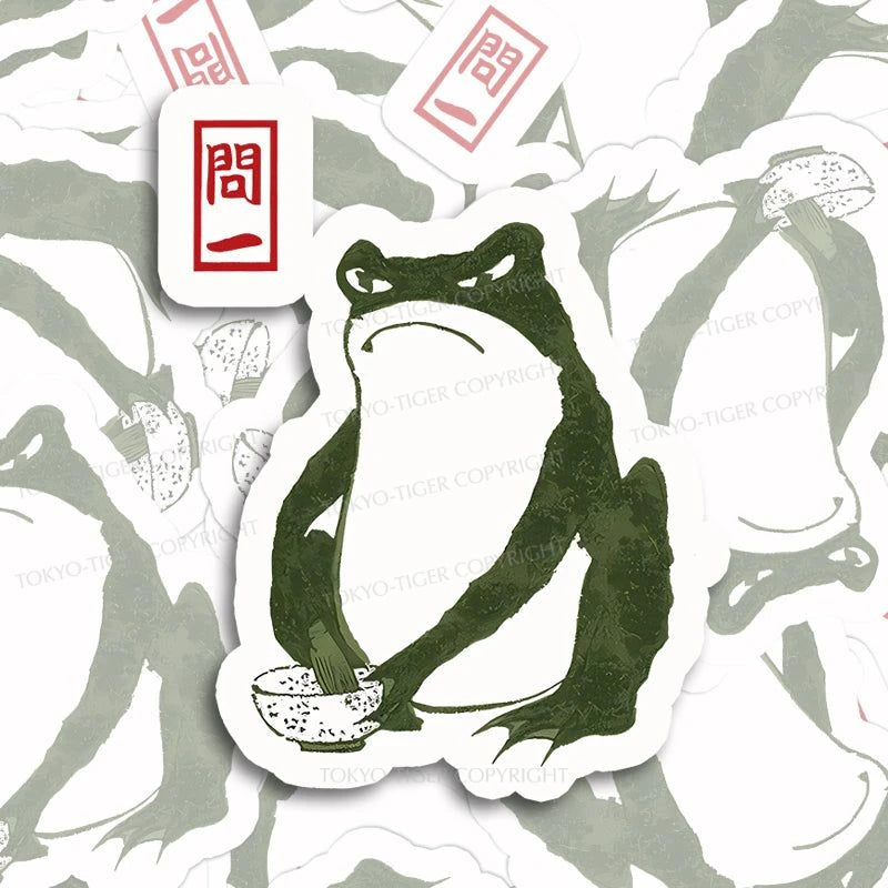 Tokyo-Tiger Woodblock Print Frog Sticker