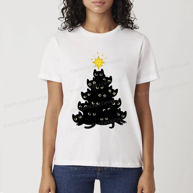 Tokyo-Tiger Black Cat Christmas Tree Classic T-Shirt