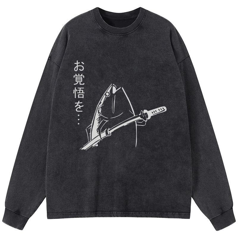 Tokyo-Tiger The Fish With The Knife Japanese Washed Long Sleeve T-Shirt