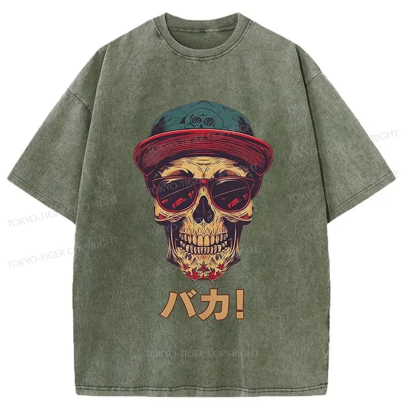 Tokyo-Tiger Fashion Skull Japanese Washed T-Shirt