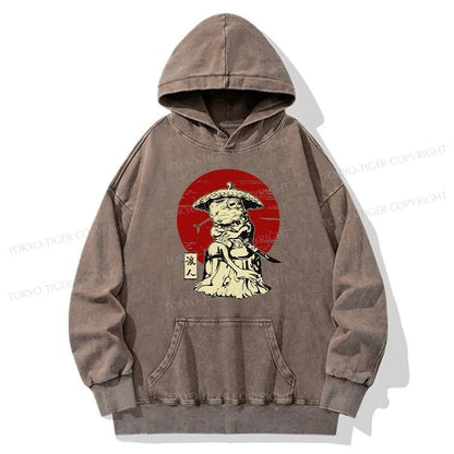 Tokyo-Tiger Rounin Japanese Frog Samurai Washed Hoodie