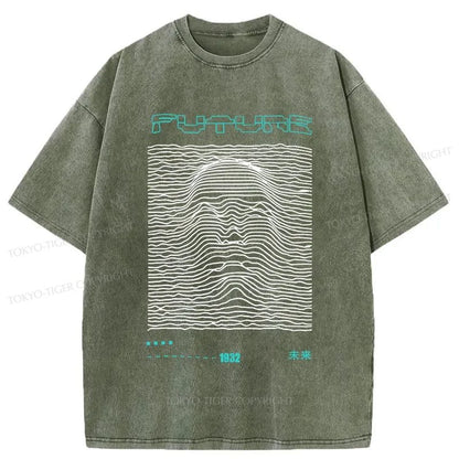 Tokyo-Tiger Future Human Head Line Washed T-Shirt