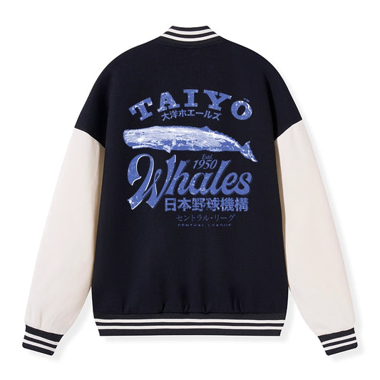 Tokyo-Tiger Japan Taiyo Whales Embroidery Varsity Jacket