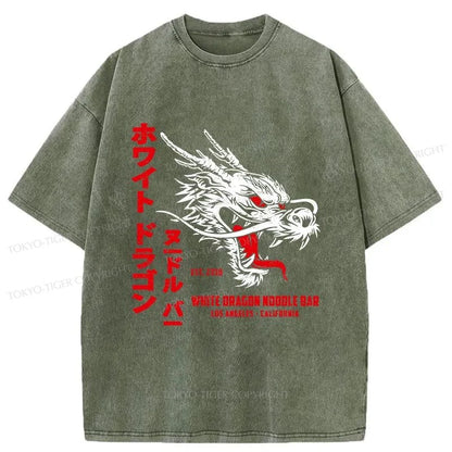 Tokyo-Tiger White Dragon Noodle Japanese Washed T-Shirt