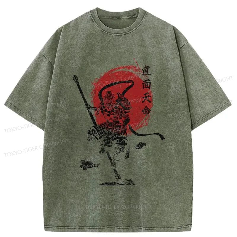 Tokyo-Tiger Face Destiny Wukong Washed T-Shirt