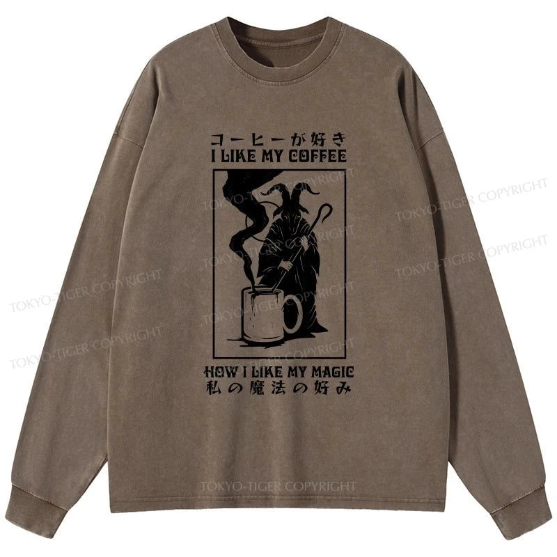 Tokyo-Tiger I Like My Coffee Washed Long Sleeve T-Shirt