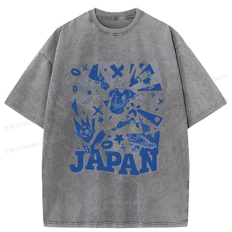 Tokyo-Tiger Japanese Football Retro Soccer Washed T-Shirt