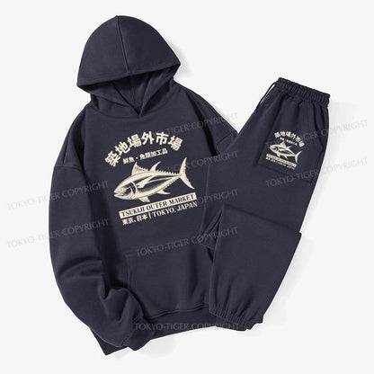 Tokyo-Tiger Japan Tsukiji Fish Market Fleece Lined Hoodie Set