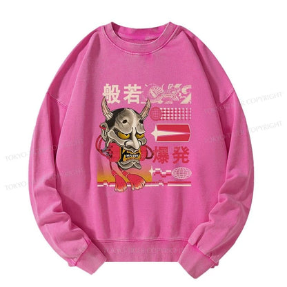 Tokyo-Tiger Hannya Mask Japanese Washed Sweatshirt