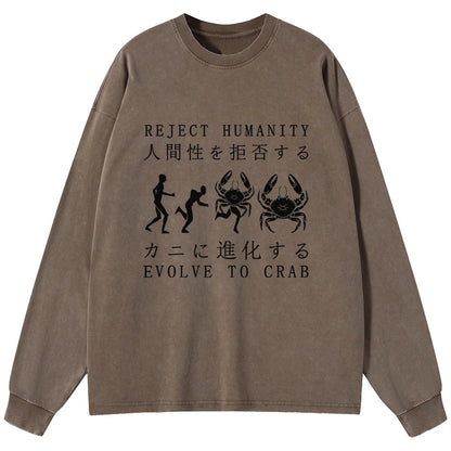 Tokyo-Tiger Reject Humanity Rvolve To Crab Washed Long Sleeve T-Shirt