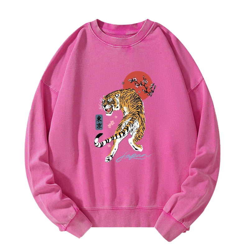 Tokyo-Tiger Tiger Blossom Japanese Sakura Washed Sweatshirt