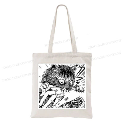 Tokyo-Tiger Creepy Cat Anime Horror Anteater Tote Bag