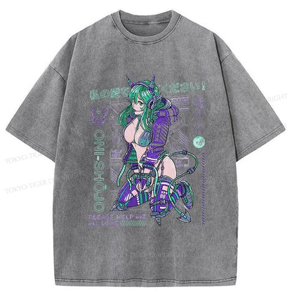 Tokyo-Tiger Yokai Oni Girl Washed T-Shirt