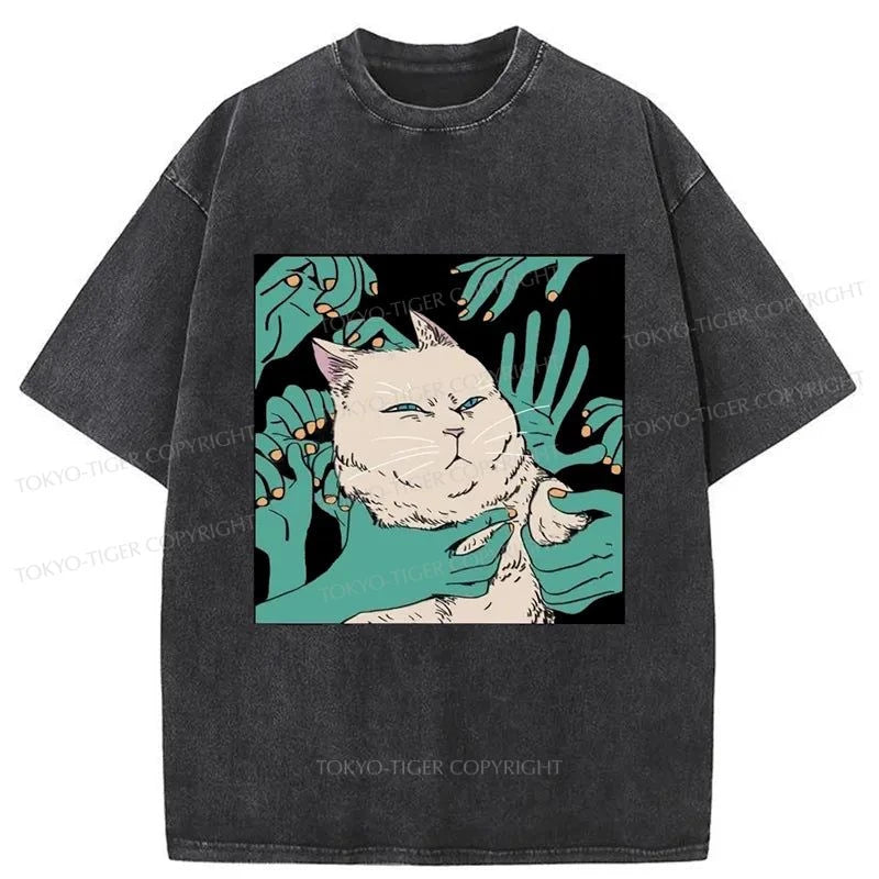 Tokyo-Tiger Scary Cat Japanese Washed T-Shirt