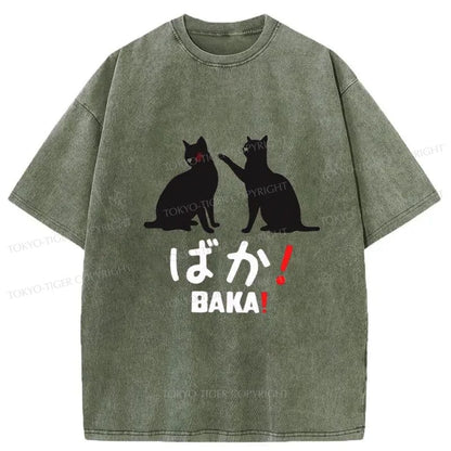 Tokyo-Tiger Funny Japanese Cat Washed T-Shirt