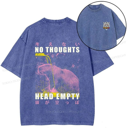 Tokyo-Tiger No Thoughts Head Empty Front Back Washed T-Shirt