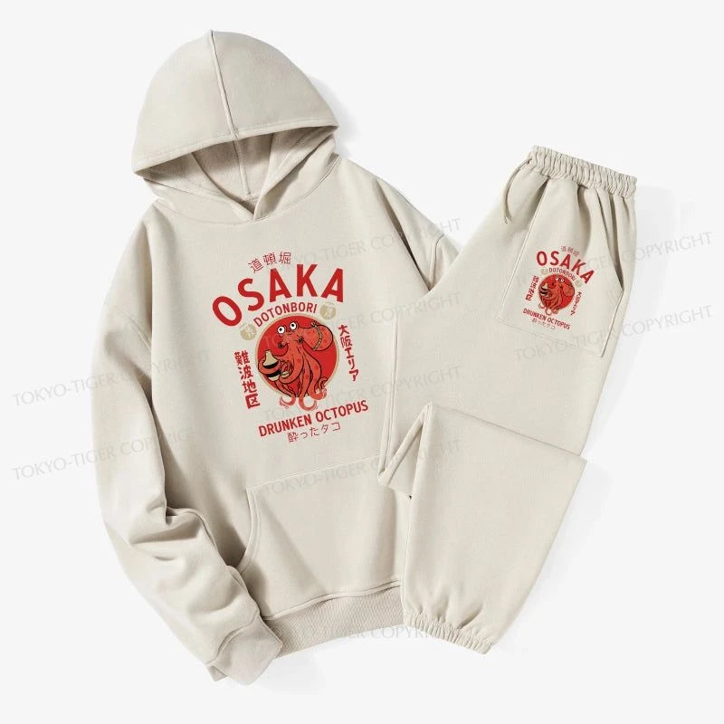 Tokyo-Tiger Drunken Octopus Japan Fleece Lined Hoodie Set