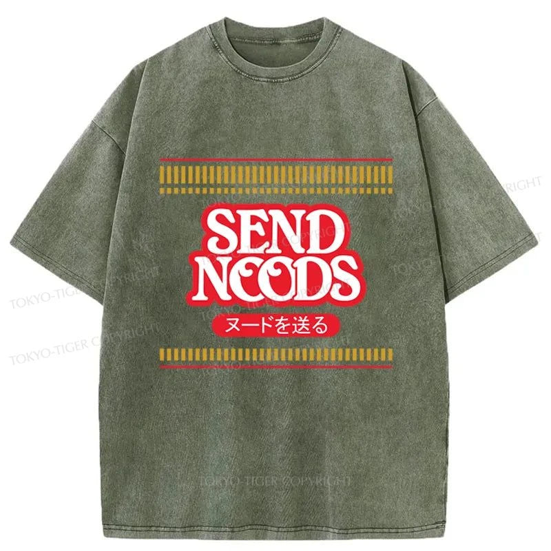 Tokyo-Tiger Send Noods Logo Japanese Washed T-Shirt