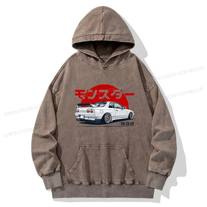 Tokyo-Tiger Monster. Skyline R32 GTR Washed Hoodie