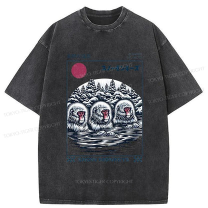 Tokyo-Tiger Snow Monkeys Japanese Washed T-Shirt