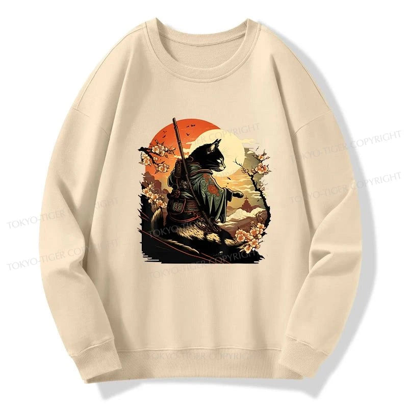 Tokyo-Tiger Cat Ninja Ukiyo-e Anime Style Samurai Sweatshirt