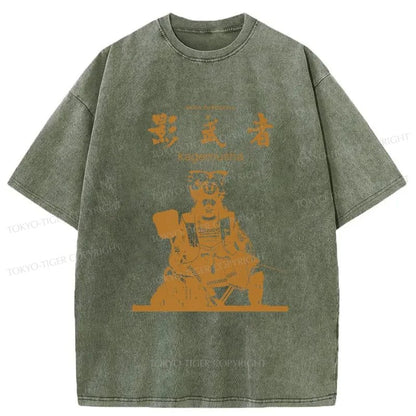 Tokyo-Tiger Japanese Shadow Samurai Washed T-Shirt