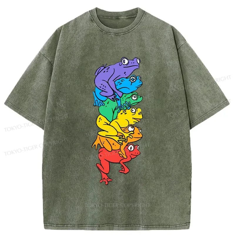 Tokyo-Tiger LGBT Frog Japanese Washed T-Shirt