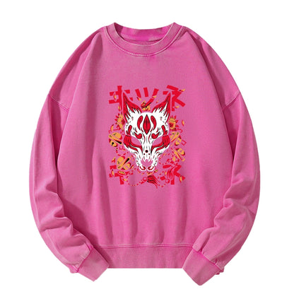 Tokyo-Tiger Japanese Kitsune Mask Washed Sweatshirt