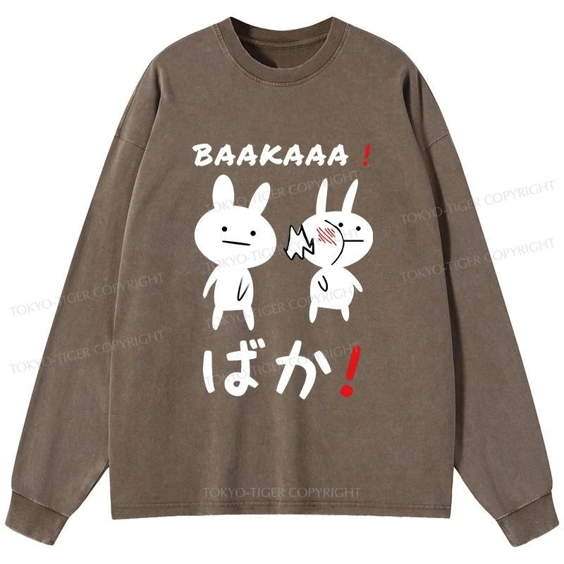 Tokyo-Tiger Anime Baka Manga Slap Washed Long Sleeve T-Shirt