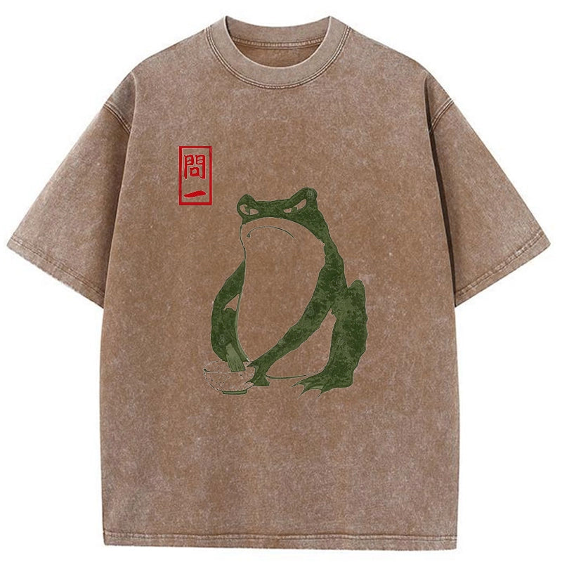 Tokyo-Tiger Woodblock Print Frog Washed T-Shirt