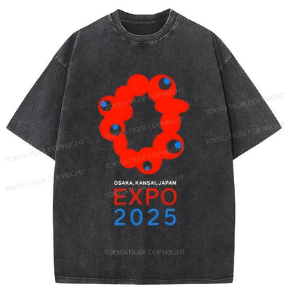 Tokyo-Tiger Logo Of EXPO 2025 Washed T-Shirt