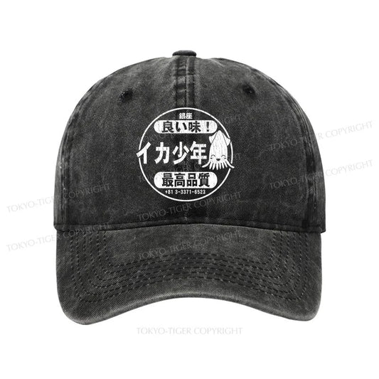 Tokyo-Tiger Ika Squid Boy Restaurant Washed Cap