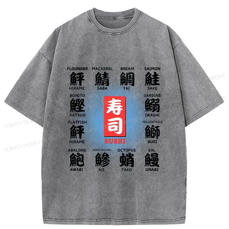 Tokyo-Tiger Sushi Symphony Tee Washed T-Shirt