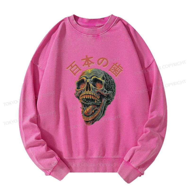 Tokyo-Tiger Terrifying And Disgusting Skull Washed Sweatshirt