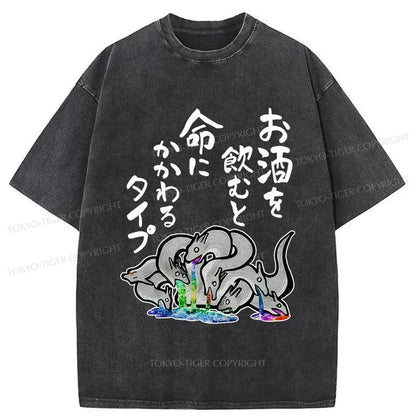 Tokyo-Tiger Drunken Yamata No Orochi Washed T-Shirt