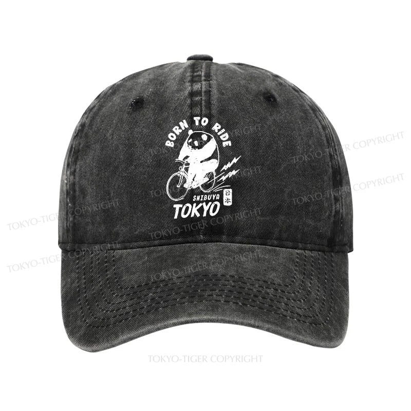 Tokyo-Tiger Pandas Ride Bicycles Washed Cap