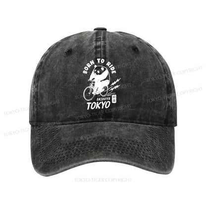 Tokyo-Tiger Pandas Ride Bicycles Washed Cap